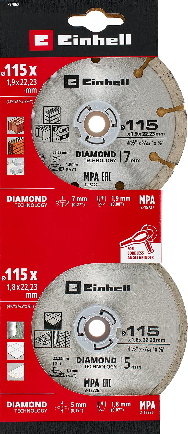 Classic Elmas Kesme Diski Seti, 2 Parça, Ø 115 x 1.2 mm