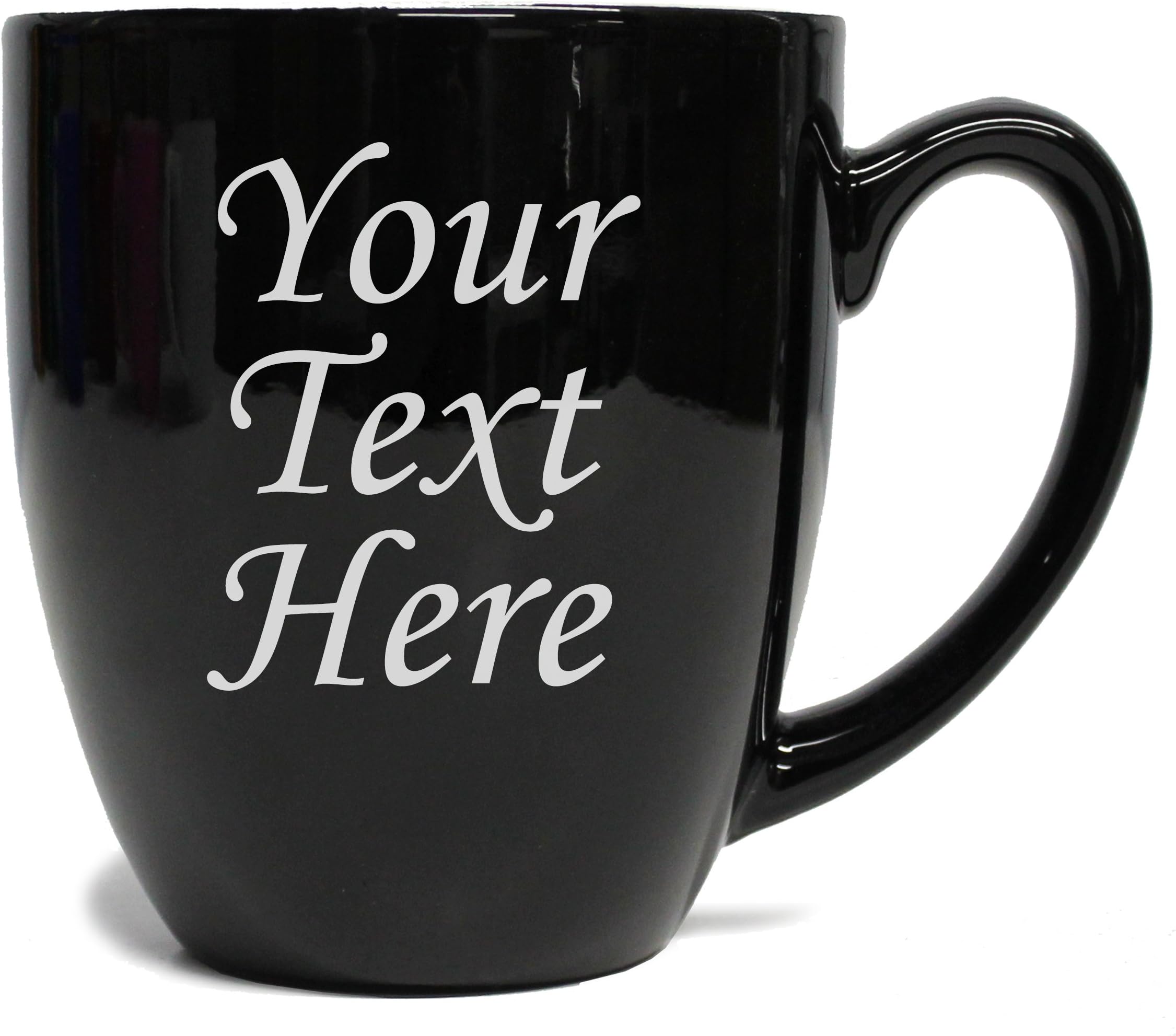 My Personal Memories Custom Engraved Latte Coffee Mug and Personalized Tea Cup With Your Text (Black)