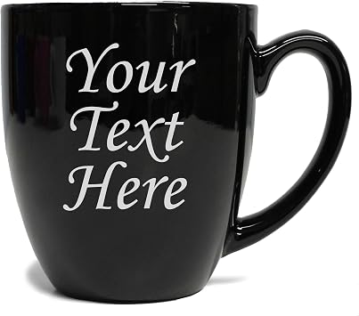 My Personal Memories Custom Engraved Latte Coffee Mug and Personalized Tea Cup With Your Text Black