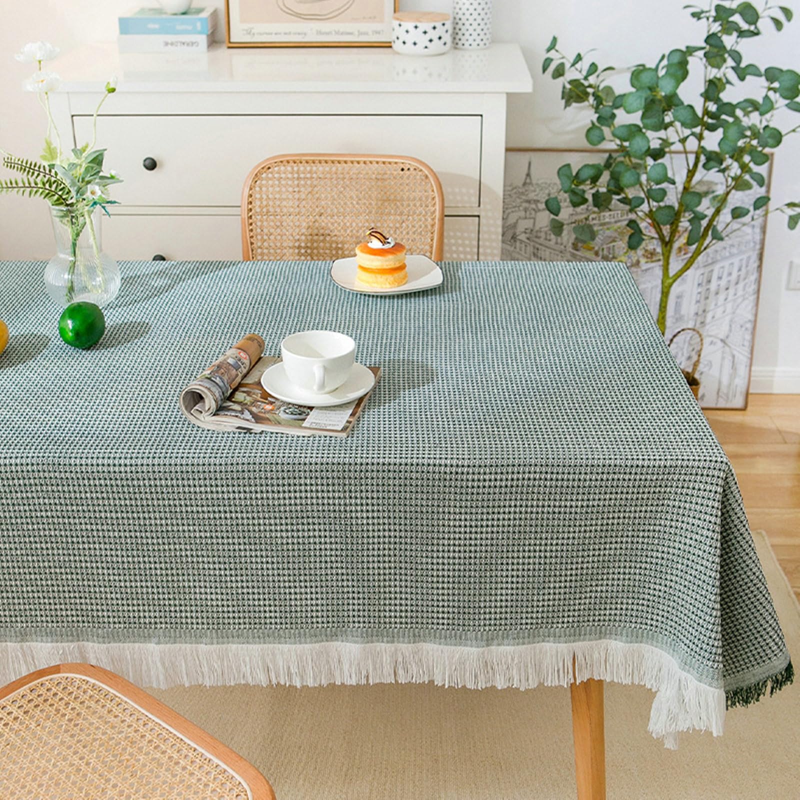 Tovaglia Lavabile, Tovaglia Rettangolare 180x380cm Waffle con Nappa