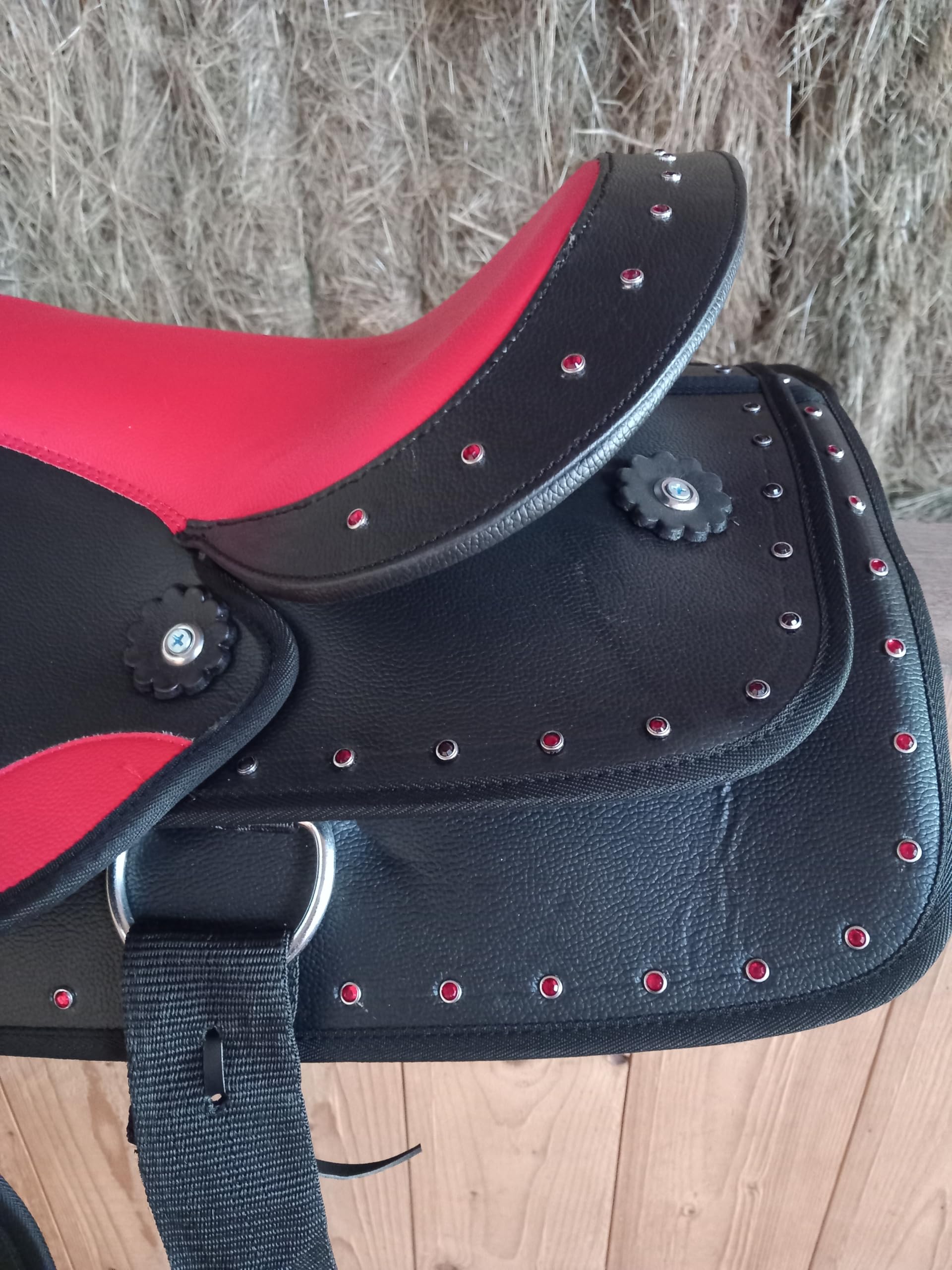 German Riding Westernsattel Colour Star mit Glitzer Strass Steinen - Holzpferd Sattel - Pony Sattel (12")