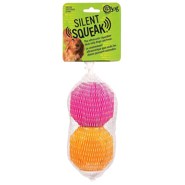 Foto 5 de 6 de goDog Juego de 2 Juguetes silenciosos para Perros, para masticadores Ligeros a moderados, Naranja/Rosa