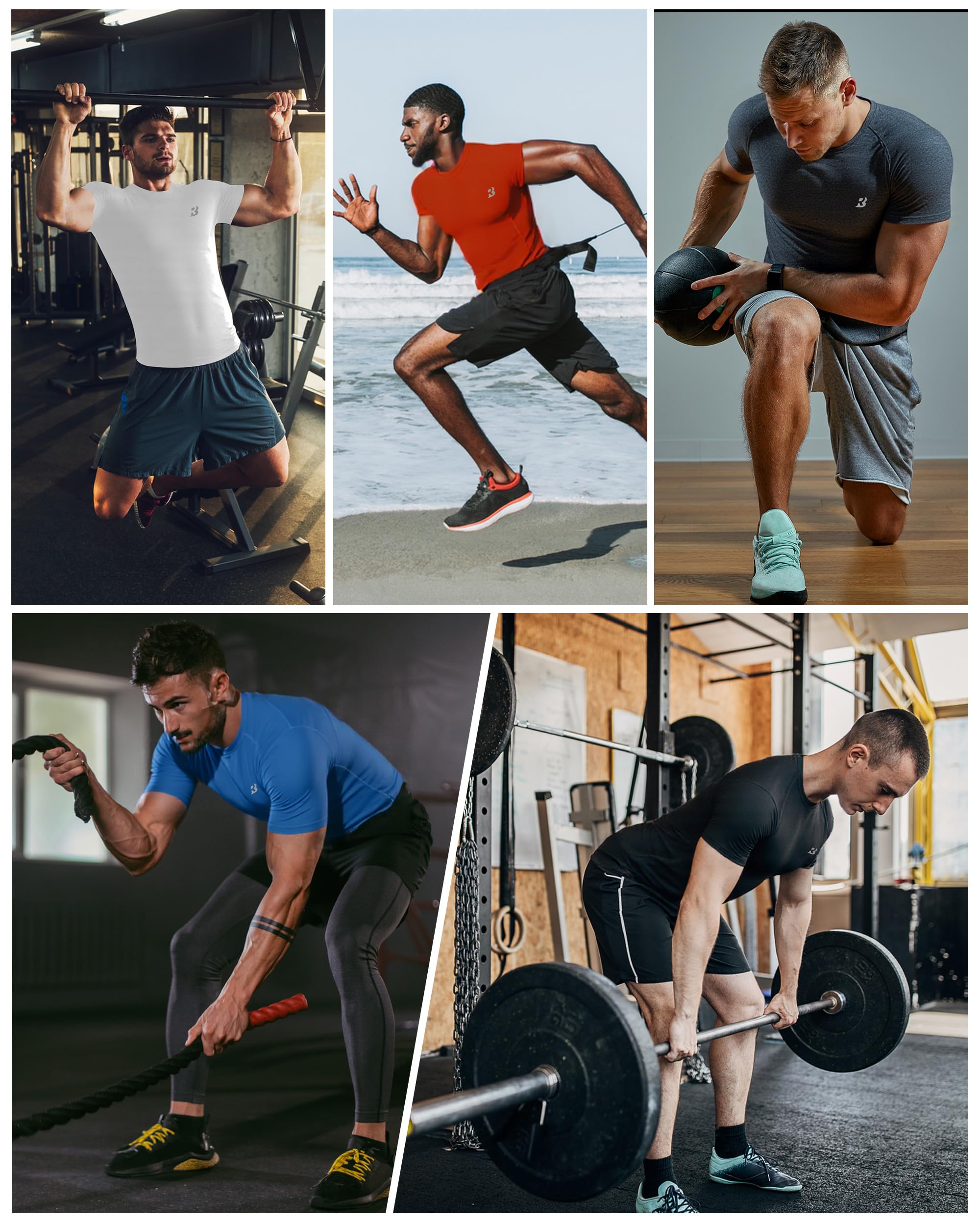1/3er Pack Kompressionsshirt Herren Kurzarm Baselayer Sportshirt | Elastisch, atmungsaktiv und schnelltrocknend. Das perfekte Funktionsshirt für Fitness, Training, Laufen und Gym Workouts.