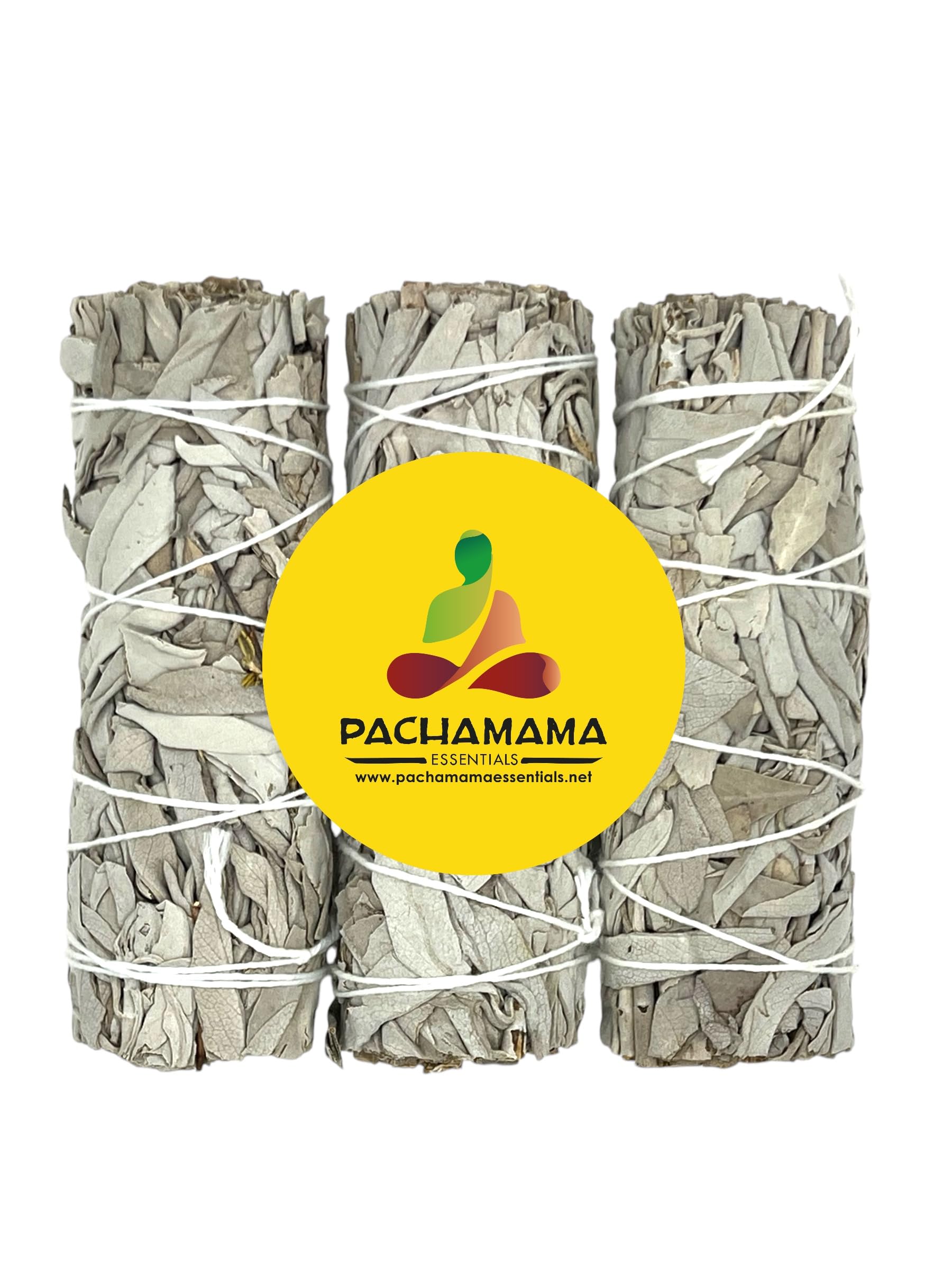 Pachamama Essentials Organic California White Sage Smudge Bundles Sticks 4"-5" (3) Premium
