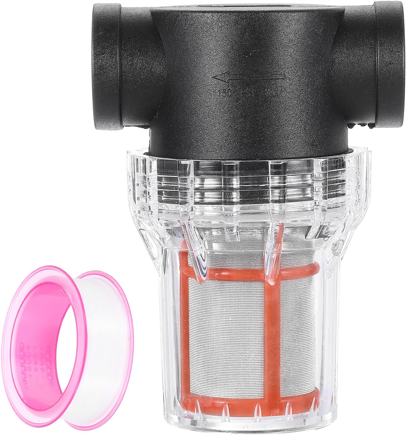 sourcing map Pressure Washer Filter 3/4" NPT Female Thread, Inline Mesh Strainer Attachment, Stainless Steel Screen with Sealant Tape for Outdoor Gardening Inlet Water (Size:200 Mesh)