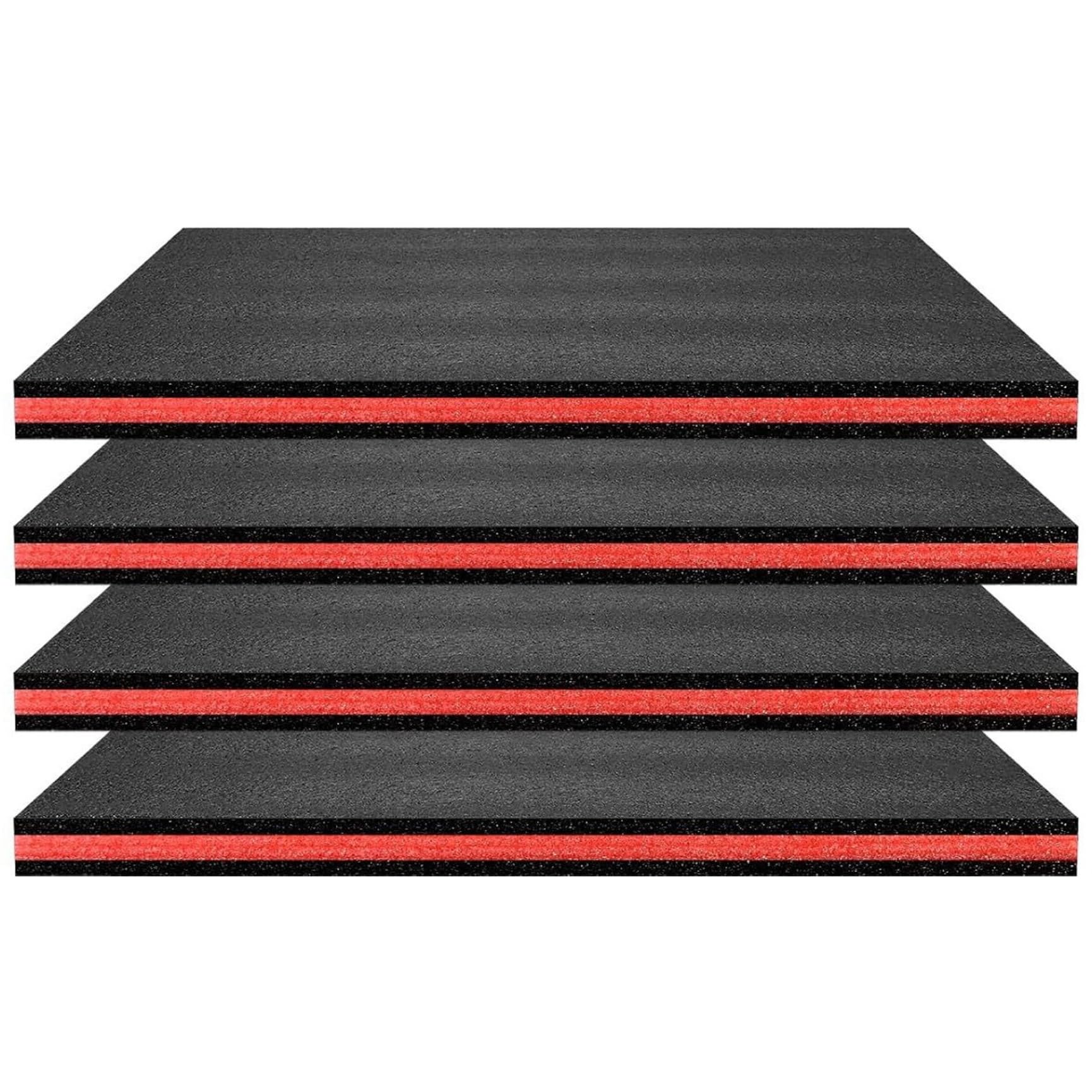 Schaumstoffeinlagen für Koffer 4 Stück schwarz-rote Polyethylenplatten 15,75 x 19,69 x 1,18 Zoll hochelastischer reißfester Organizer