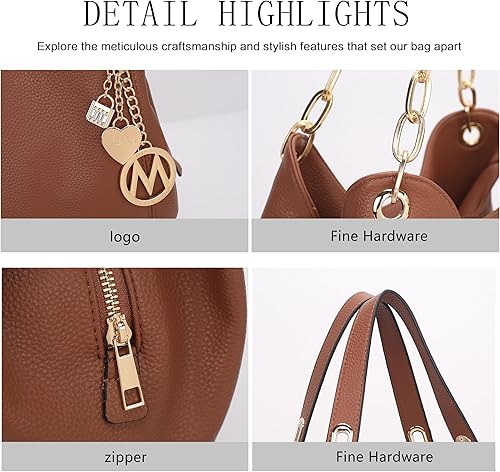 Vista 7 de MKF Collection Mia K. - Bolso Hobo para mujer y cartera de muñeca, bolso de hombro de cuero vegano