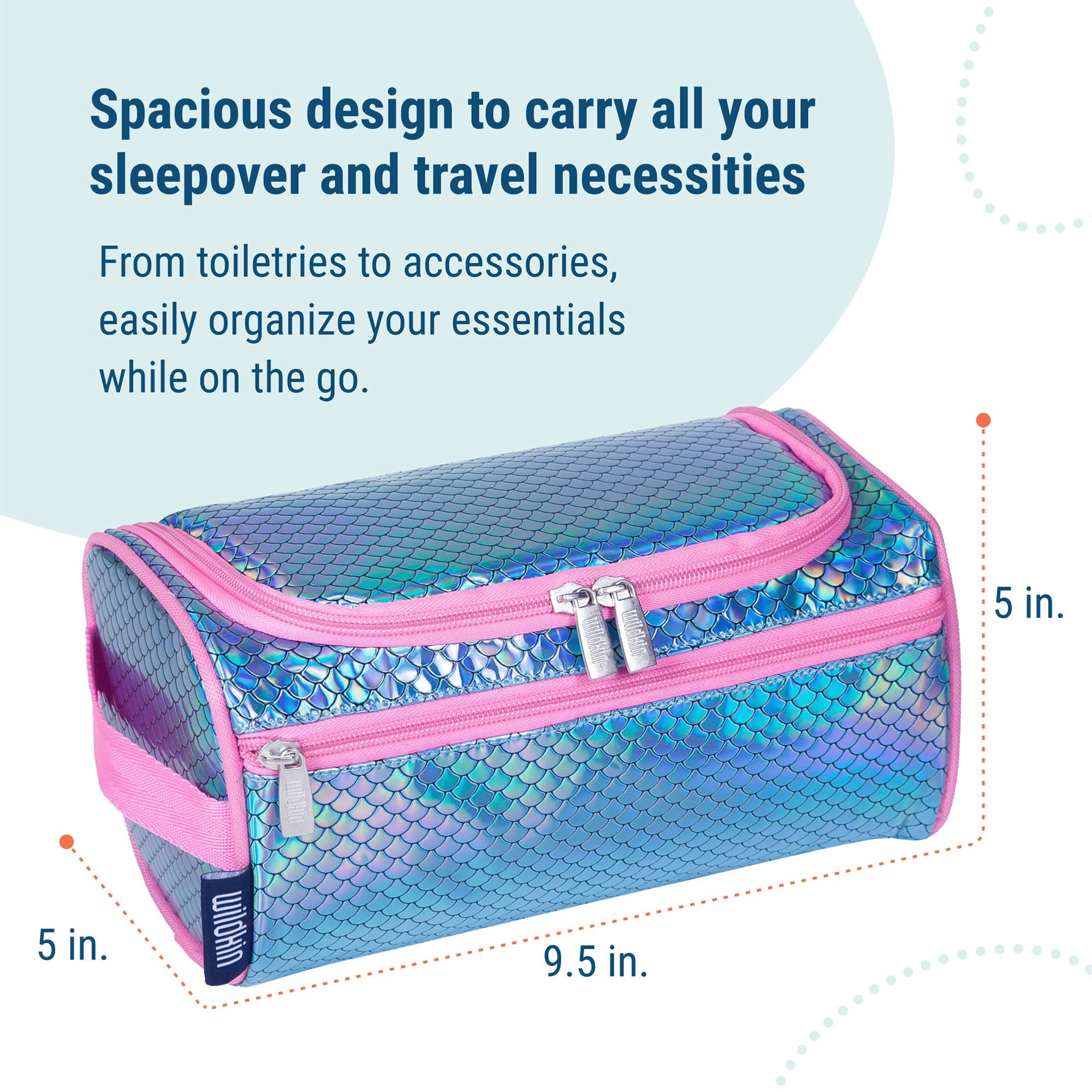 Wildkin Neceser para niños, niñas y adultos, bolsas de aseo medidas 9.5 x 5 x 5 pulgadas, multifuncional, espaciosa e ideal para bolsa de viaje de fin de semana o de noche, sin BPA