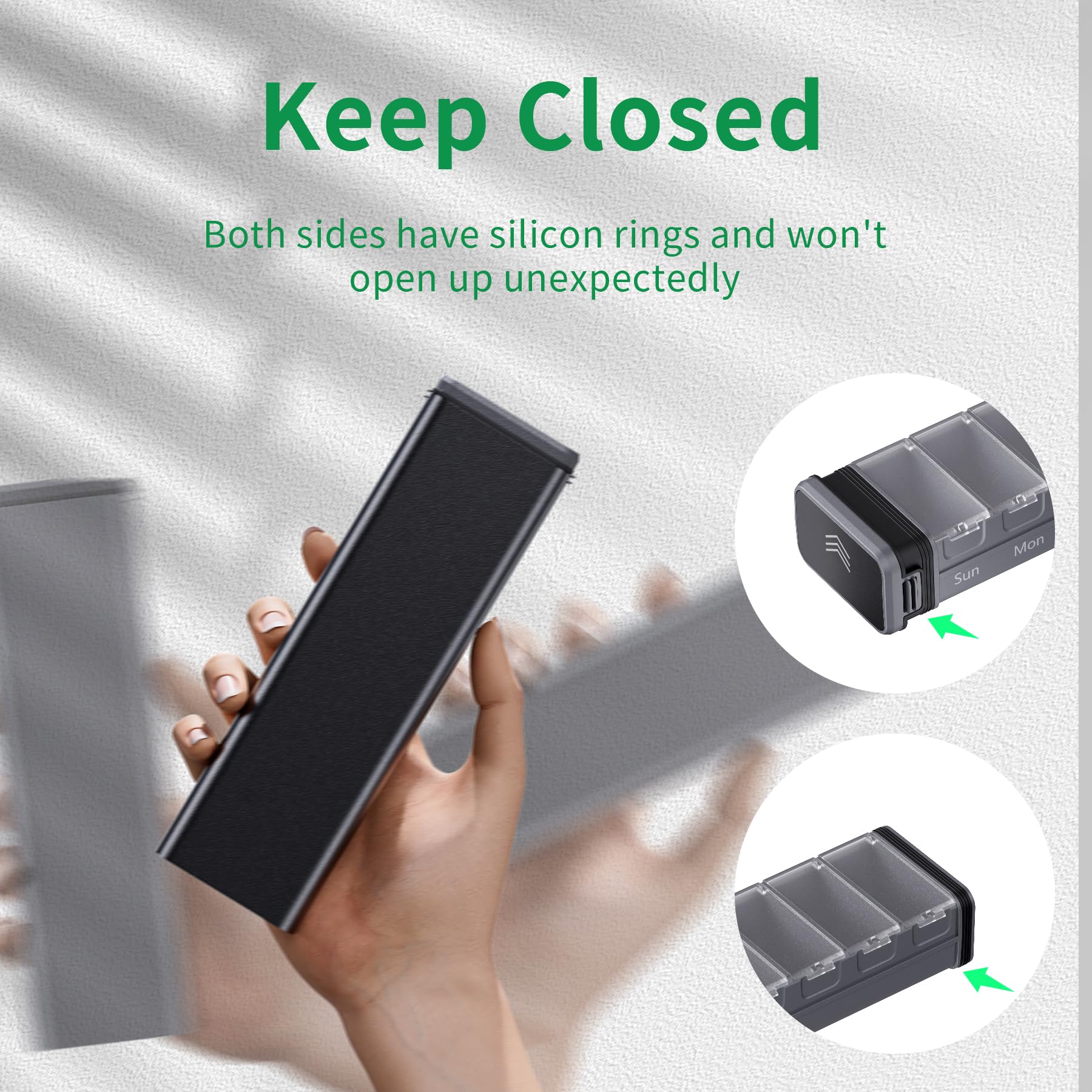7-dniowy tygodniowy metalowy organizer na pigułki, podróżny, aluminiowe pudełko na tabletki Kursoaya premium, urocze przenośne etui na tabletki, duża pojemność, na suplementy, tabletki, witaminy, leki
