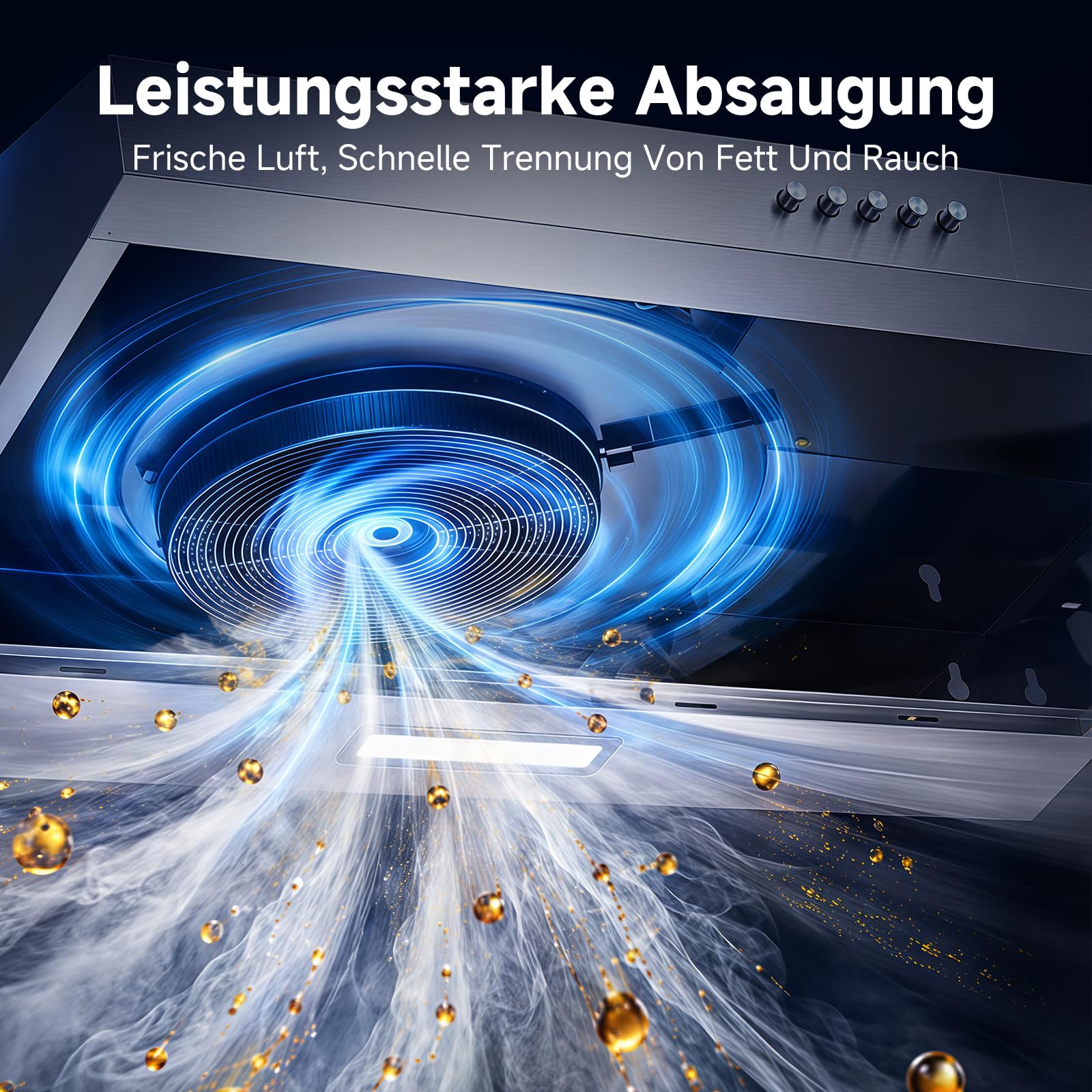 AAOBOSI A++ Dunstabzugshaube Unterbau 60cm, 3 Leistungsstufen, 230m³/h Unterbauhaube, mit Abluft oder Umluft mit Kohlefilter, LED-Licht, Edelstahl Silber