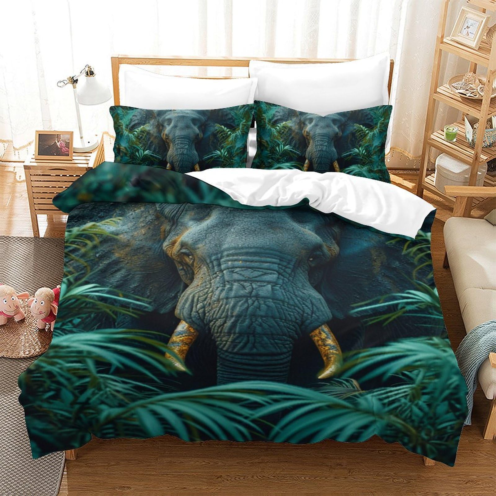 Housse de couette lit simple jungle 3 pièces pour apaiser les nuits