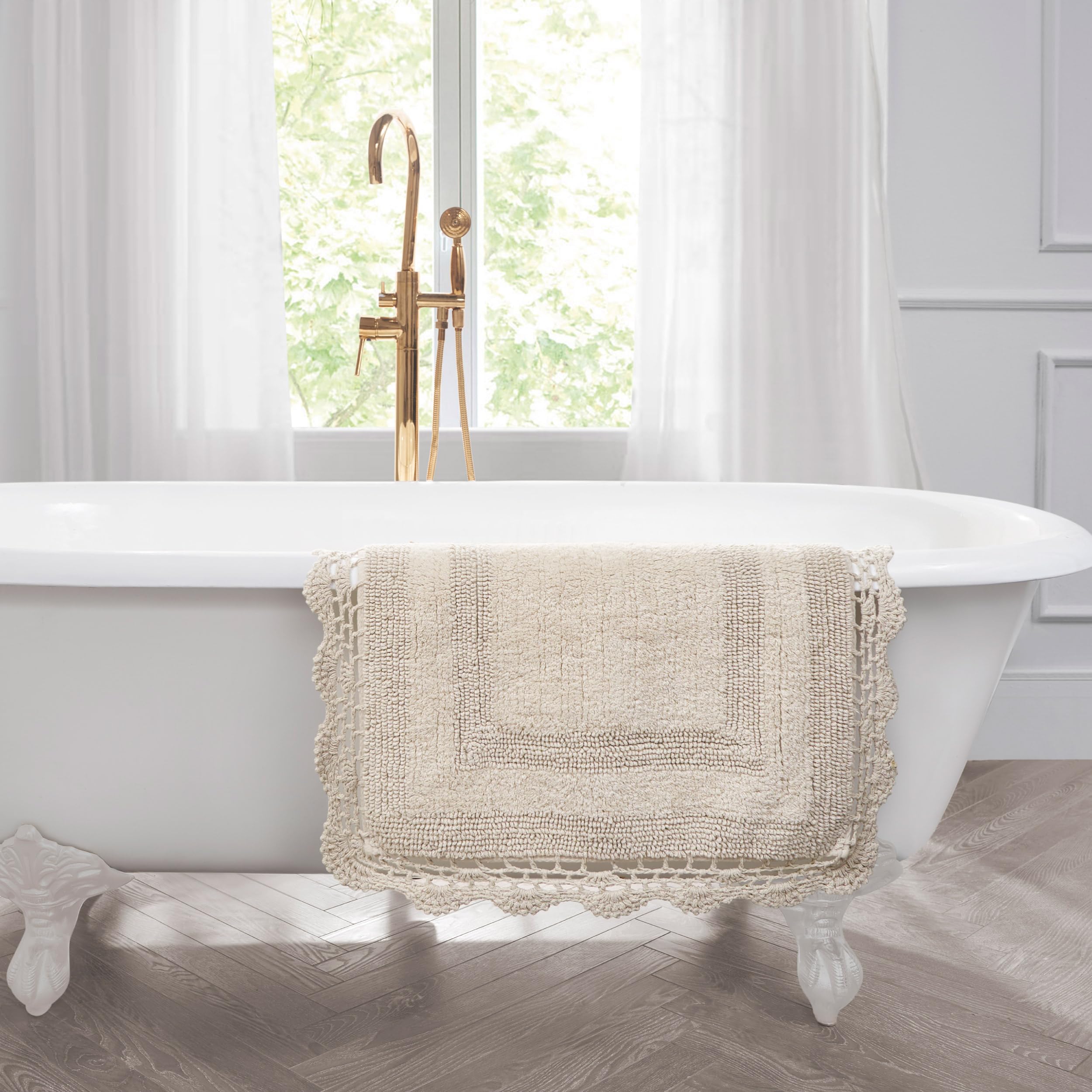 Amazon.com: Laura Ashley Absorbent Bath Mat Reversible Crochet