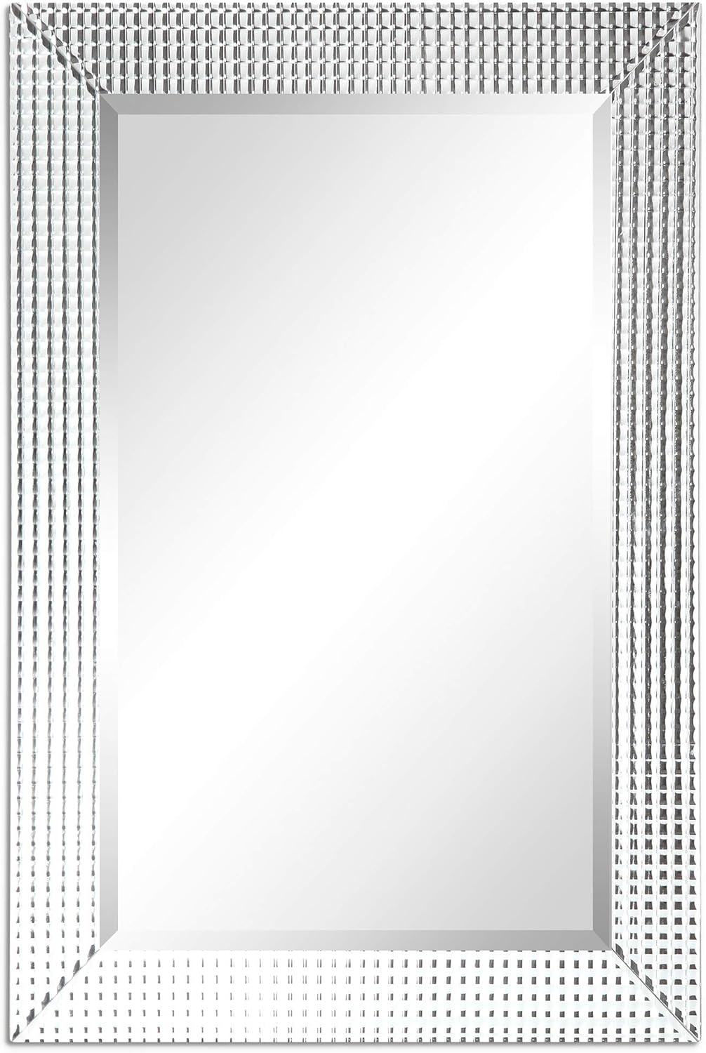 24" x 36" Beveled Rectangular Wall Mirror with Textured Glass Frame