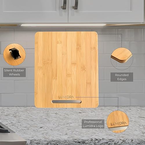 Miniatura 4 de Deslizador de electrodomésticos de bambú, bandeja deslizante para cafetera, bandeja rodante para encimera de cocina, bandeja deslizante para