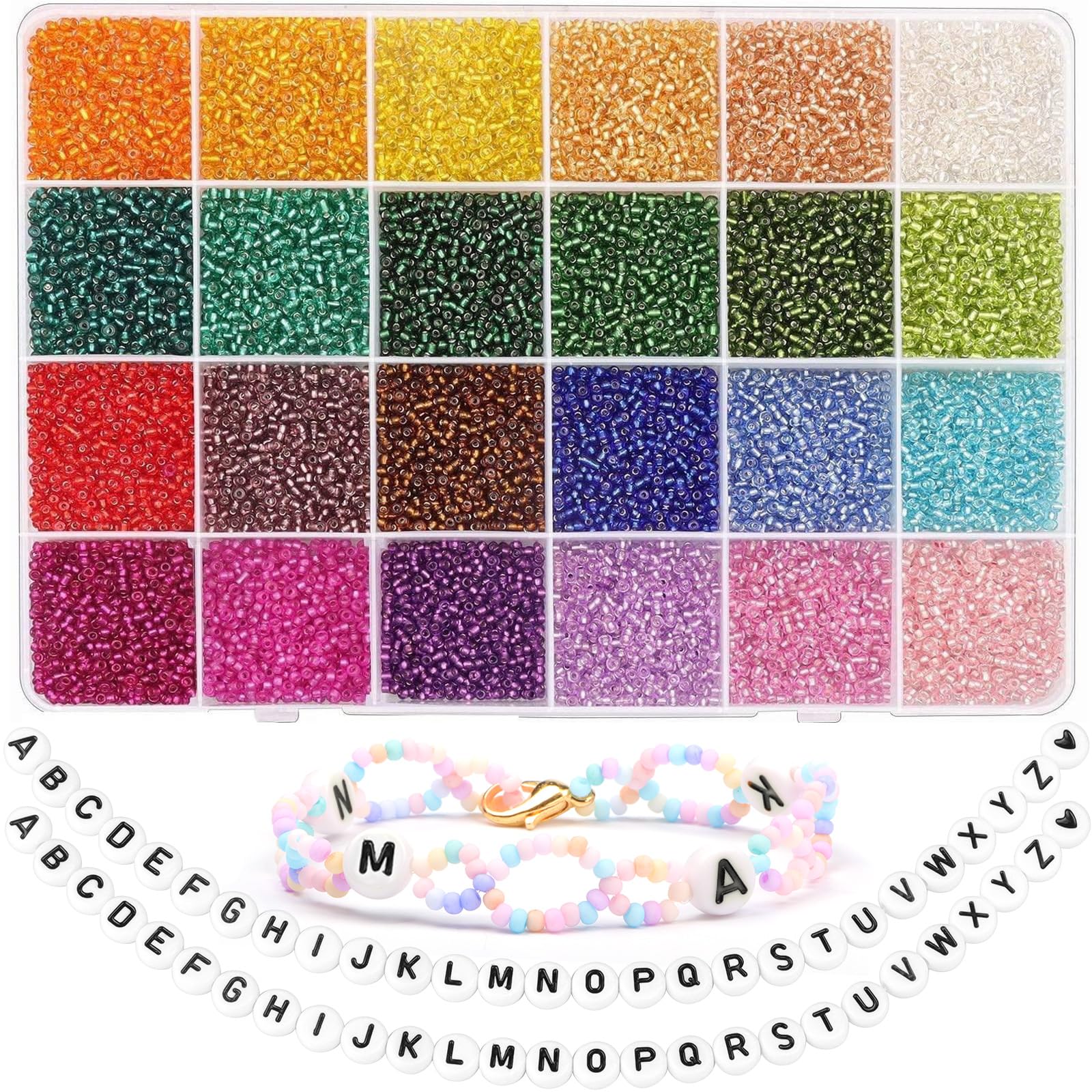 Yholin 2mm Glass Seed Beads & Small Pony Beads, DIY Jewelry Kit for Friendship Bracelets & Art Craft Gifts