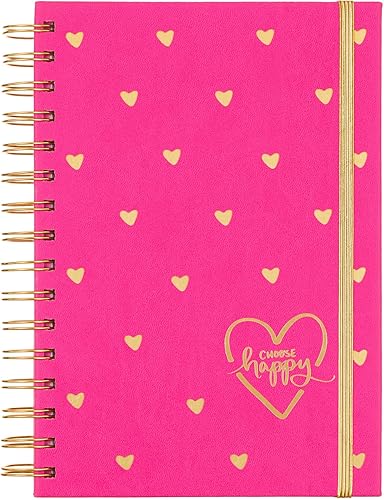 Dayna Lee Collection - Cuaderno de tapa dura de 6 x 8 pulgadas, 200 páginas, hojas a rayas sin ácidos, banda elástica, elige feliz