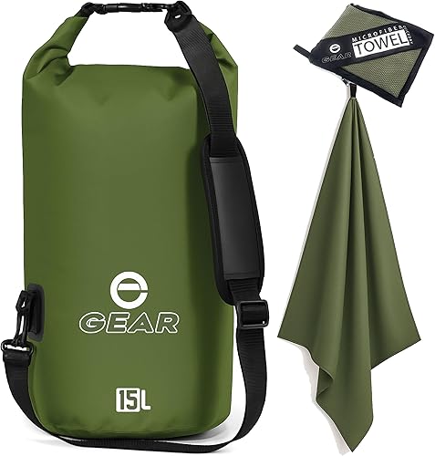 Miniatura 1 de Waterproof Dry Bag 15L with Free Quick Dry Microfiber Towel  Floating Roll Top Dry Sack for Kayaking, Boating, Camping & Beach Adventures