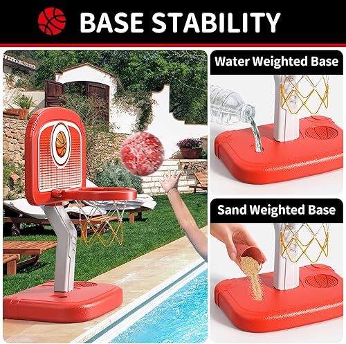 Miniatura 6 de Bennol Juguetes de aro de baloncesto al aire libre para niños de 3, 4, 5, 6, 7, 8 a 12 años, juguetes exteriores con 4 bolas, juguete de baloncesto