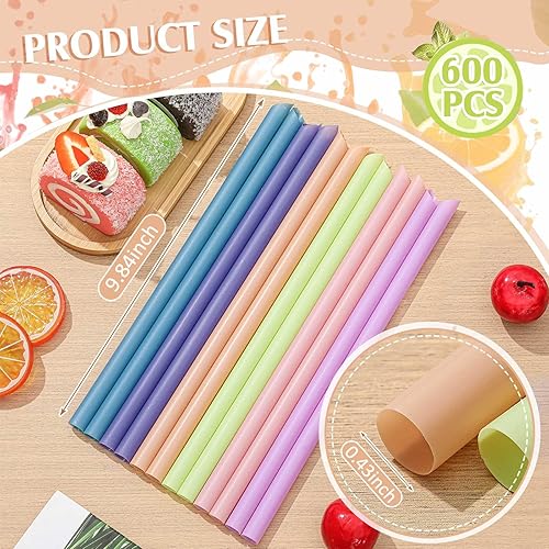 Miniatura 9 de Tessco 600 pajitas Boba para batidos, desechables a granel, pajitas de té de burbujas, de plástico envueltas individualmente, pajitas grandes para