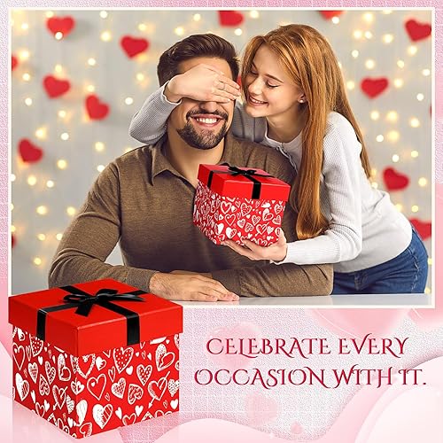Miniatura 13 de Epakh 4 cajas de regalo de San Valentín con tapas, cajas de regalo de vacaciones, tamaños surtidos para regalos de San Valentín, flores, cumpleaños
