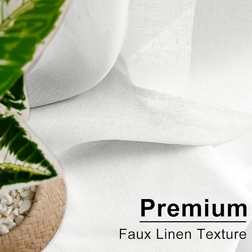 Miniatura 2 de Cortinas semitraslúcidas de lino sintético de 96 pulgadas de largo para dormitorio, cortinas de gasa filtrante de luz con bolsillo para barra,