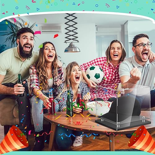 Miniatura 6 de Barydat Vitrina transparente para casco, acrílico de cristal, caja de exhibición con elevadores de acero inoxidable, soporte de béisbol, soporte