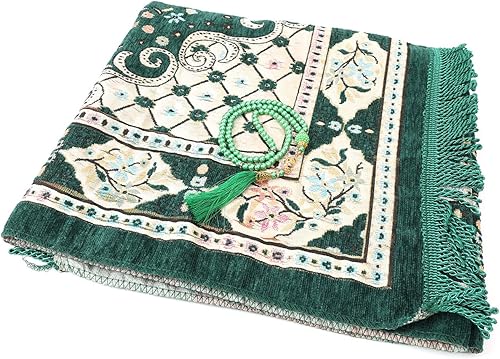 Miniatura 4 de Alfombra de oración musulmana con cuentas de oración, suave y cómoda de 27.5 x 43 pulgadas, tapete de oración islámica, para Eid y Ramadán, sajada