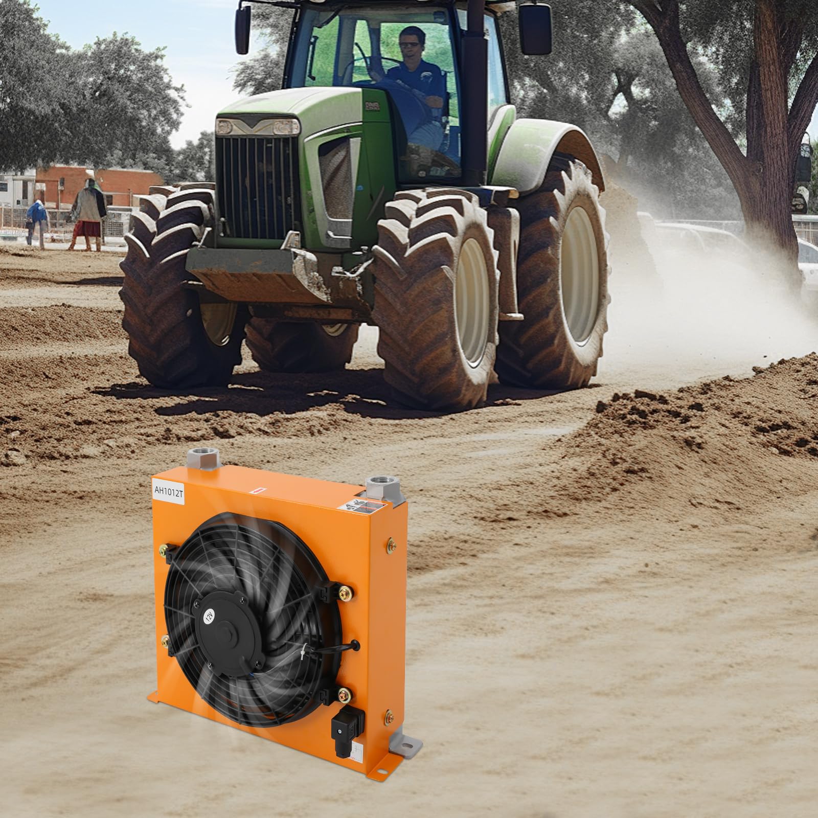 Raffreddatore ad olio idraulico da 120 W, 100 l/min, in lega di alluminio, DC 12 V, raffreddamento ad aria idraulico, radiatore ad olio raffreddato ad aria con griglia di protezione