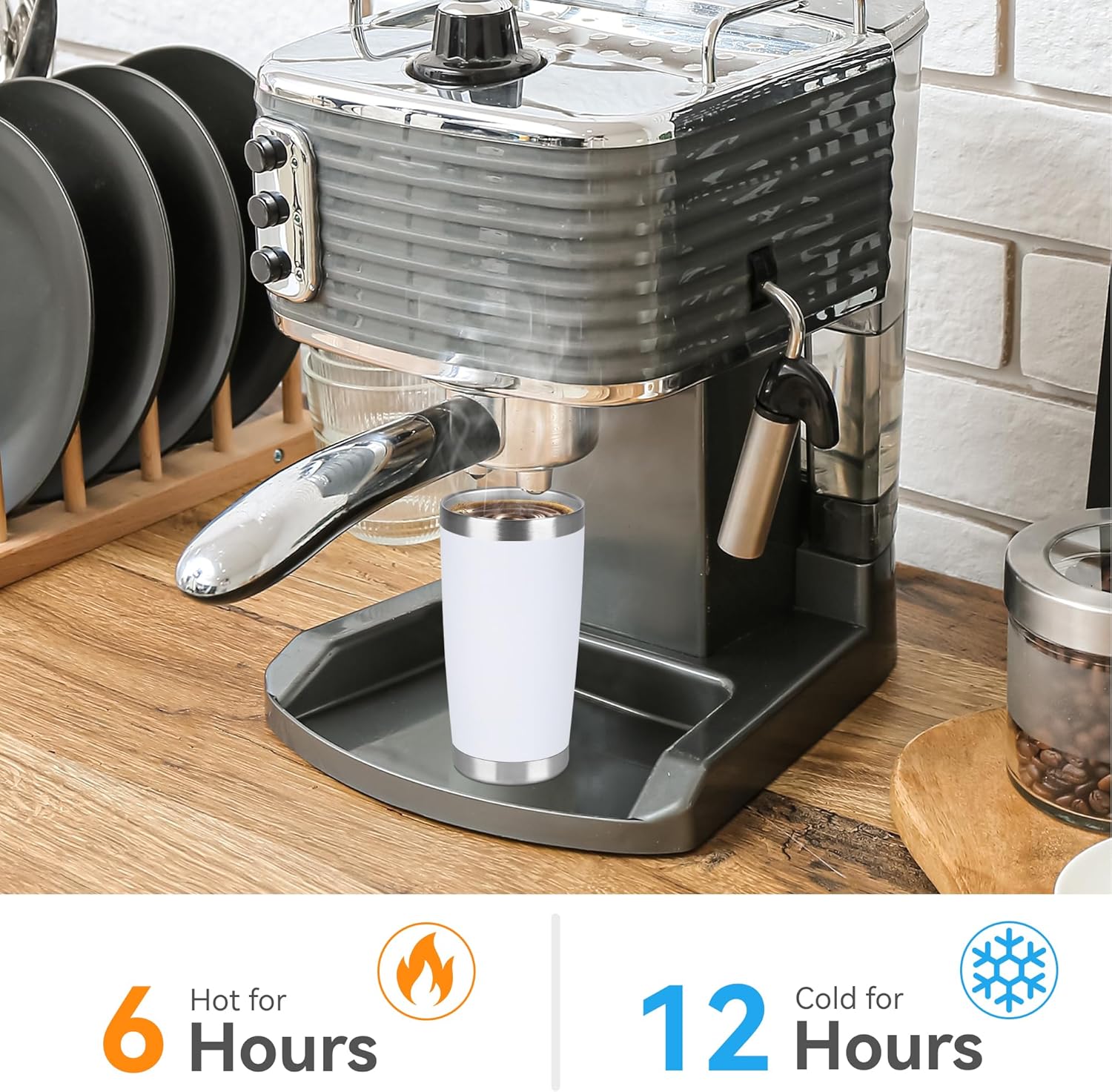 20 oz Tumbler Stainless Steel Tumblers Bulk with Lid Double Wall Insulated Coffee Tumbler Cups for Hot & Cold Drinks Powder Coated Travel Coffee Tumbler Mug Metal (White, 6 pack) - Image 4