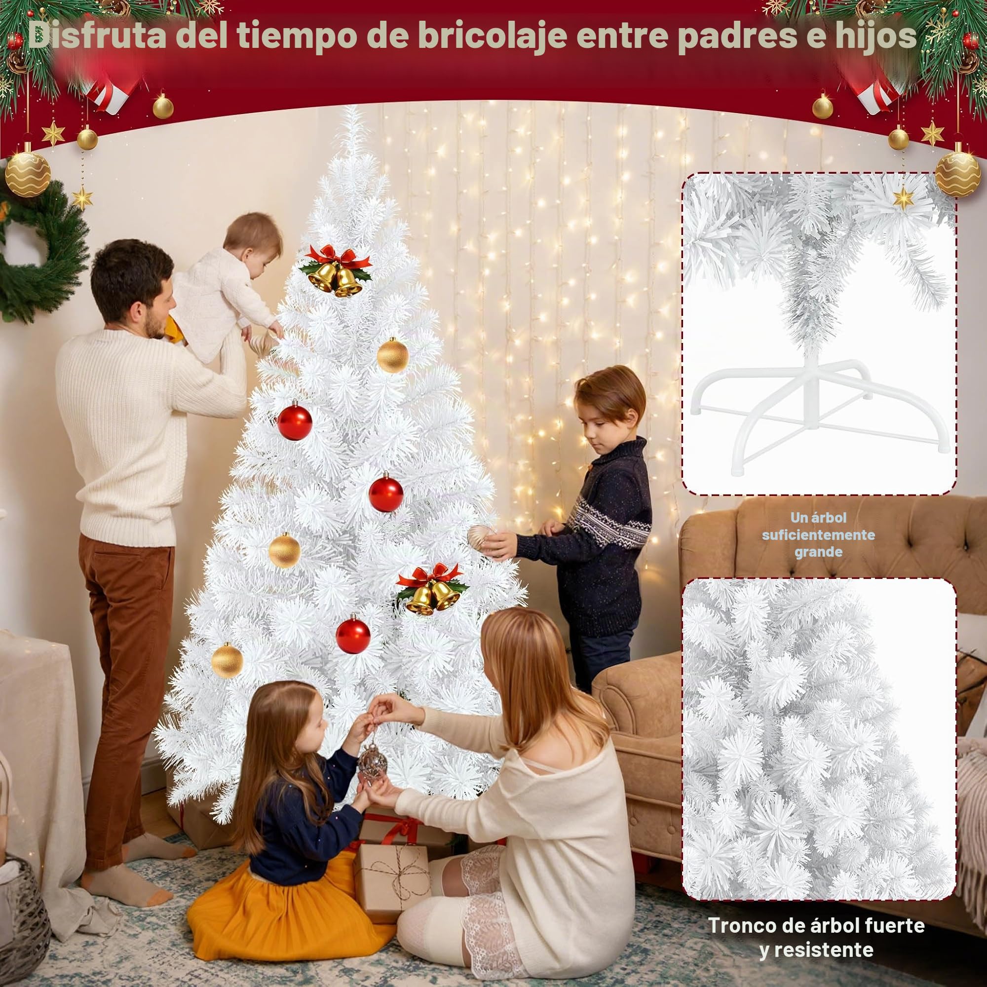 Uisebrt Árbol de Navidad artificial con soporte.