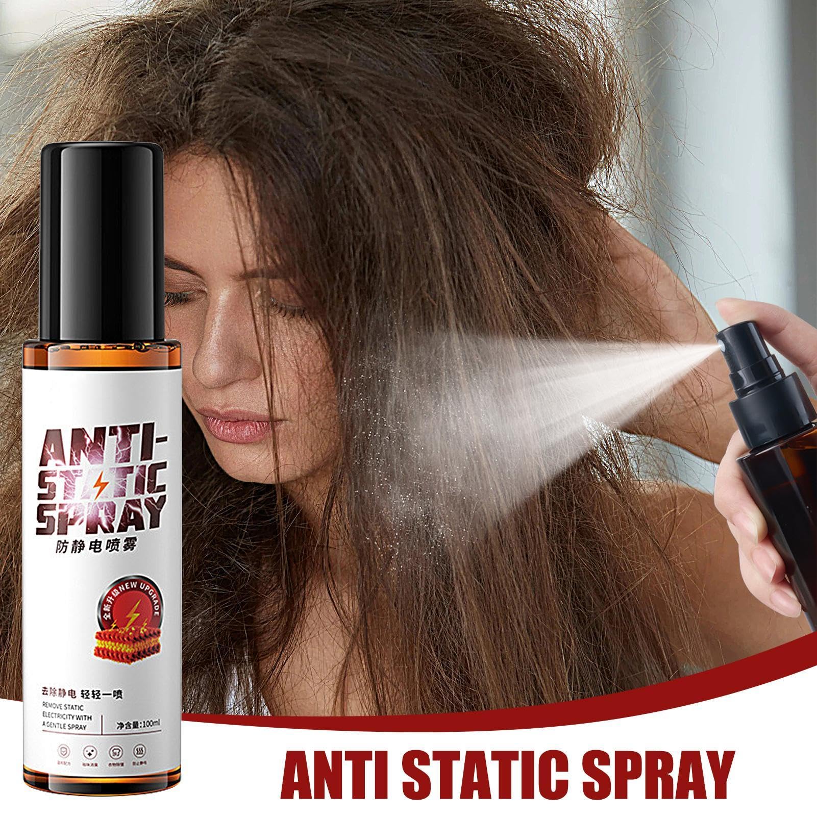 Antystatyczny spray, odświeżacz tkanin, statyczny środek do usuwania ubrań, pojemność 100 ml niedrażniąca formuła dejonizowana woda łagodne środki powierzchniowo czynne długotrwały efekt lekki zapach