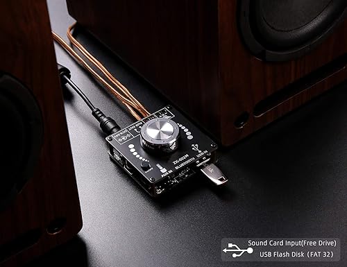 Miniatura 4 de Mini amplificador Bluetooth 50W+50W de doble canal de salida de alimentación estéreo, DC 12V, Bluetooth+AUX+ entrada USB