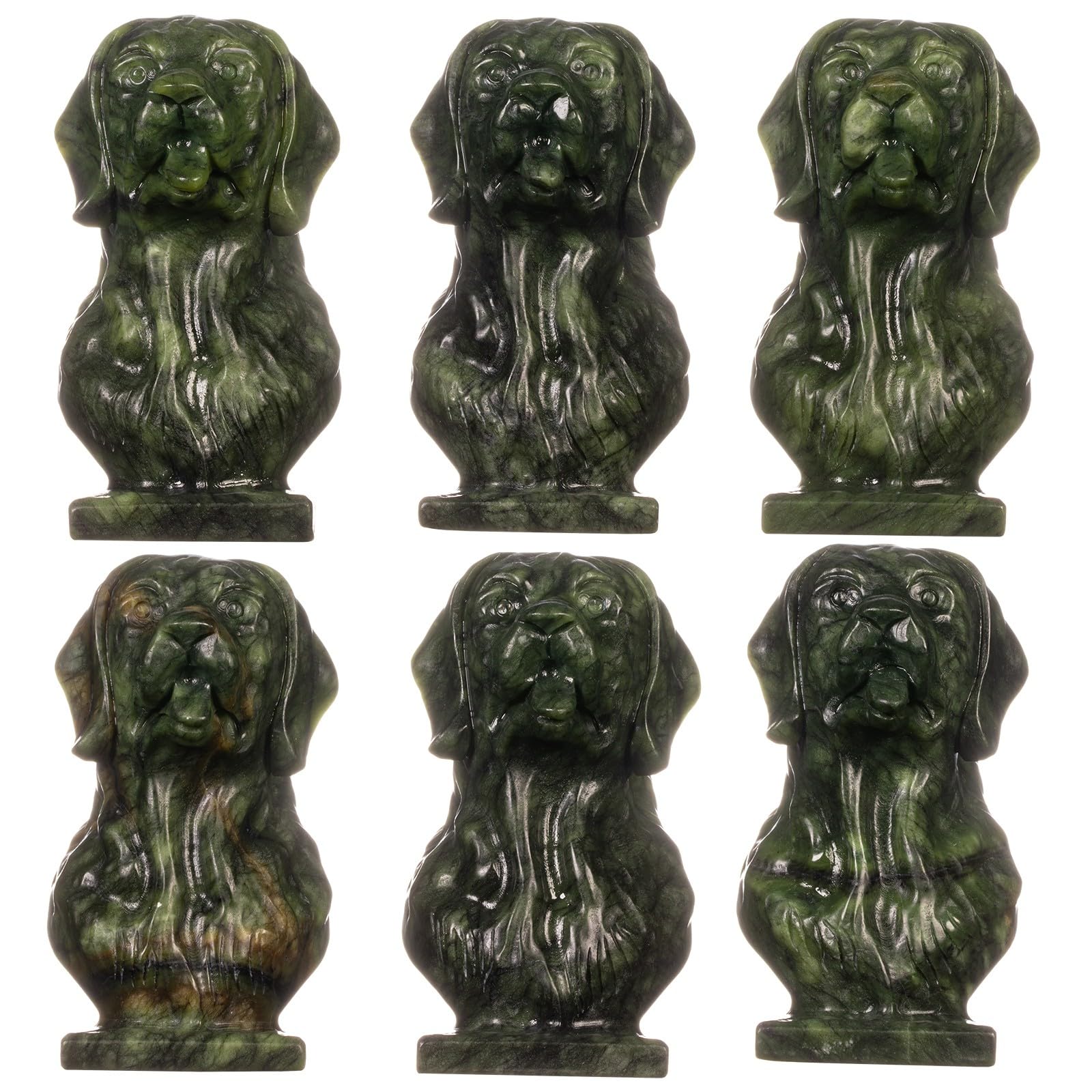 mookaitedecor Hand Carved Natural Green Jade Crystal Stone Dog Figurine Sculpture Animal Ornament for Home Crystal Dog Bust Art Statue Novelty Gift for Dog Lover Collectible Figurine Green Room Decor - Image 4