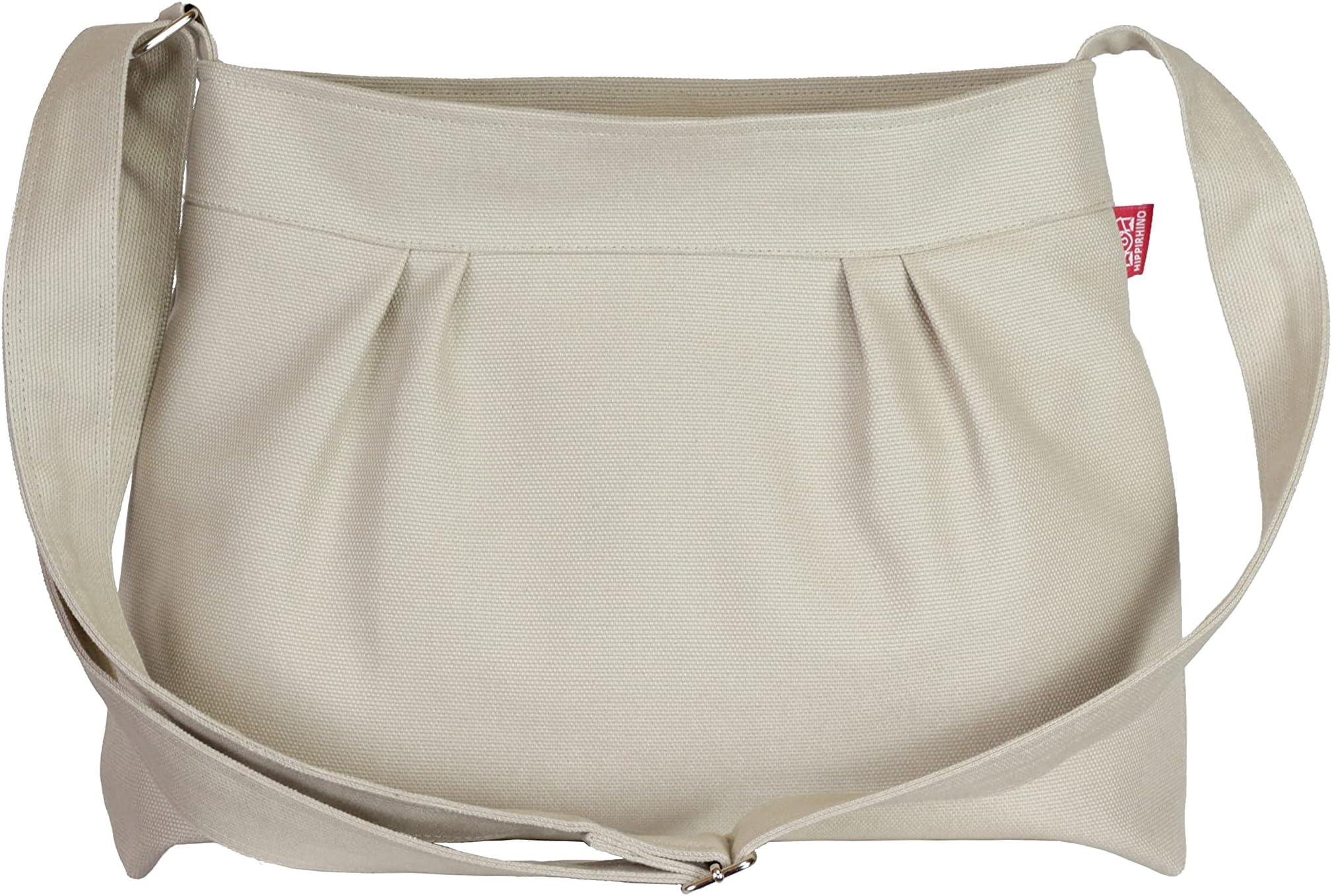 Beige Small Canvas Crossbody Purse Bag Pleated Top Zipper Closure Everyday Bag Slouchy Bag Shoulder Bag Messenger Bag Travel Bag Hobo Bag