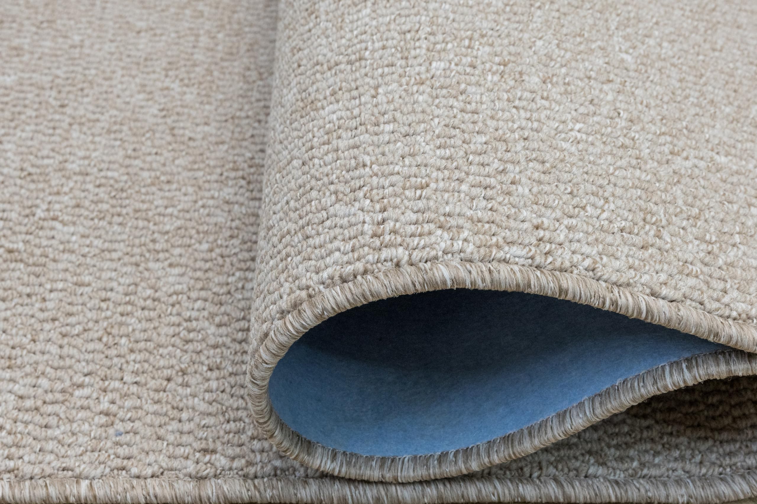 Brasil Wohnzimmerteppich 200x250 cm Beige Schlingenflor, Kurzflor, Filzrücken, Teppich für Wohn- und Esszimmer, geeignet für Fußbodenheizung