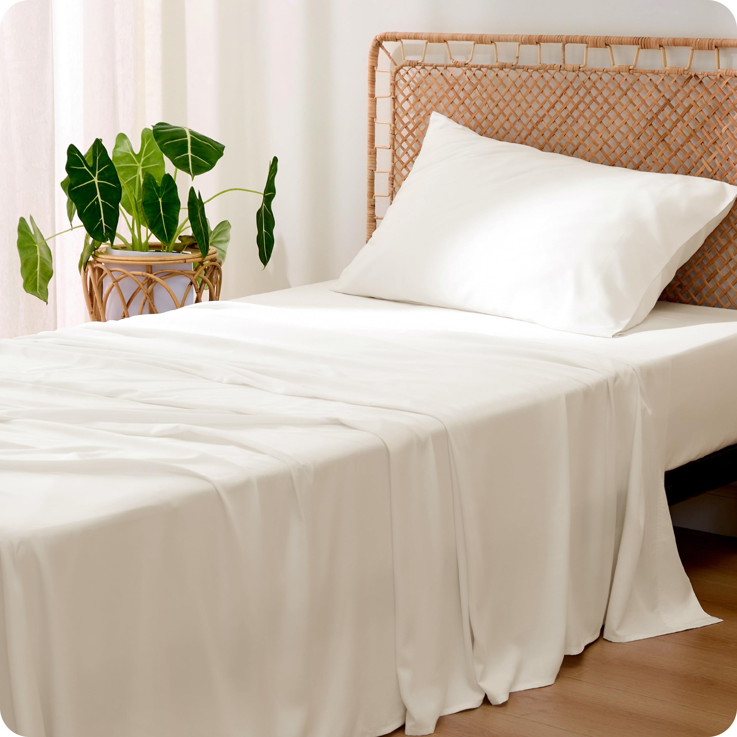 Bedsure PureWoven 100% Rayon Derived from Bamboo, Twin Bed Sheets, 3 Pieces