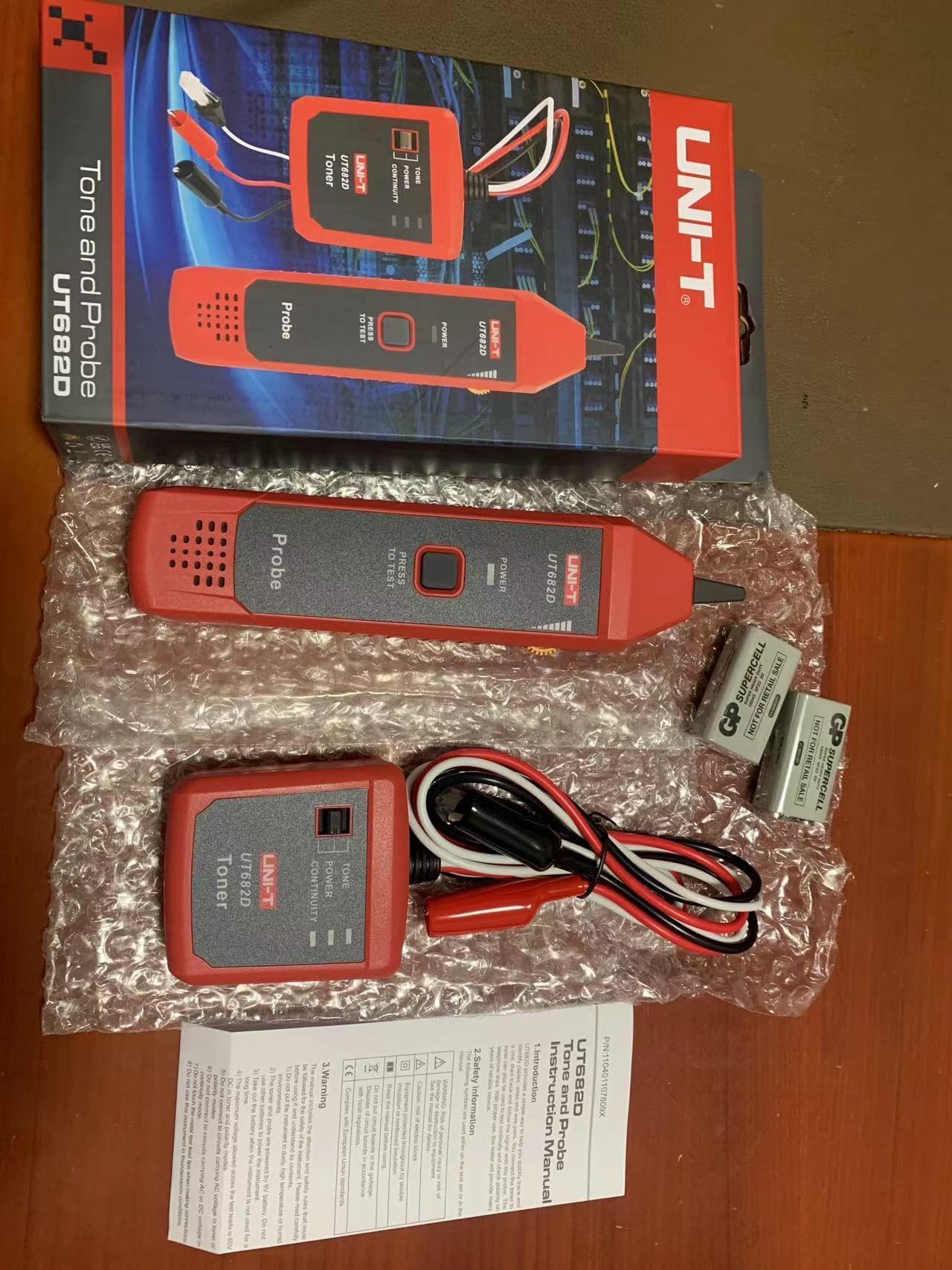 UNI-T UT682D Cable Toner and Probe Kit, Network Wire Tracer with RJ11 Connector, Tone Generator & Probe for Telephone Lines, Cable Tracing, Continuity Test & Polarity Check