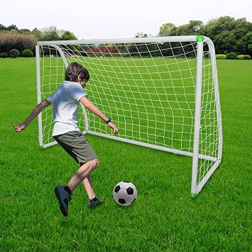 6X4 Soccer Goal for Backyard, Kids Weatherproof and Portable Soccer Net | High-Strength Nets, Ground Stakes, Eight-Shaped Clasp, Strong PVC Frame & Weather Resistance Excellent Soccer Field Equipment