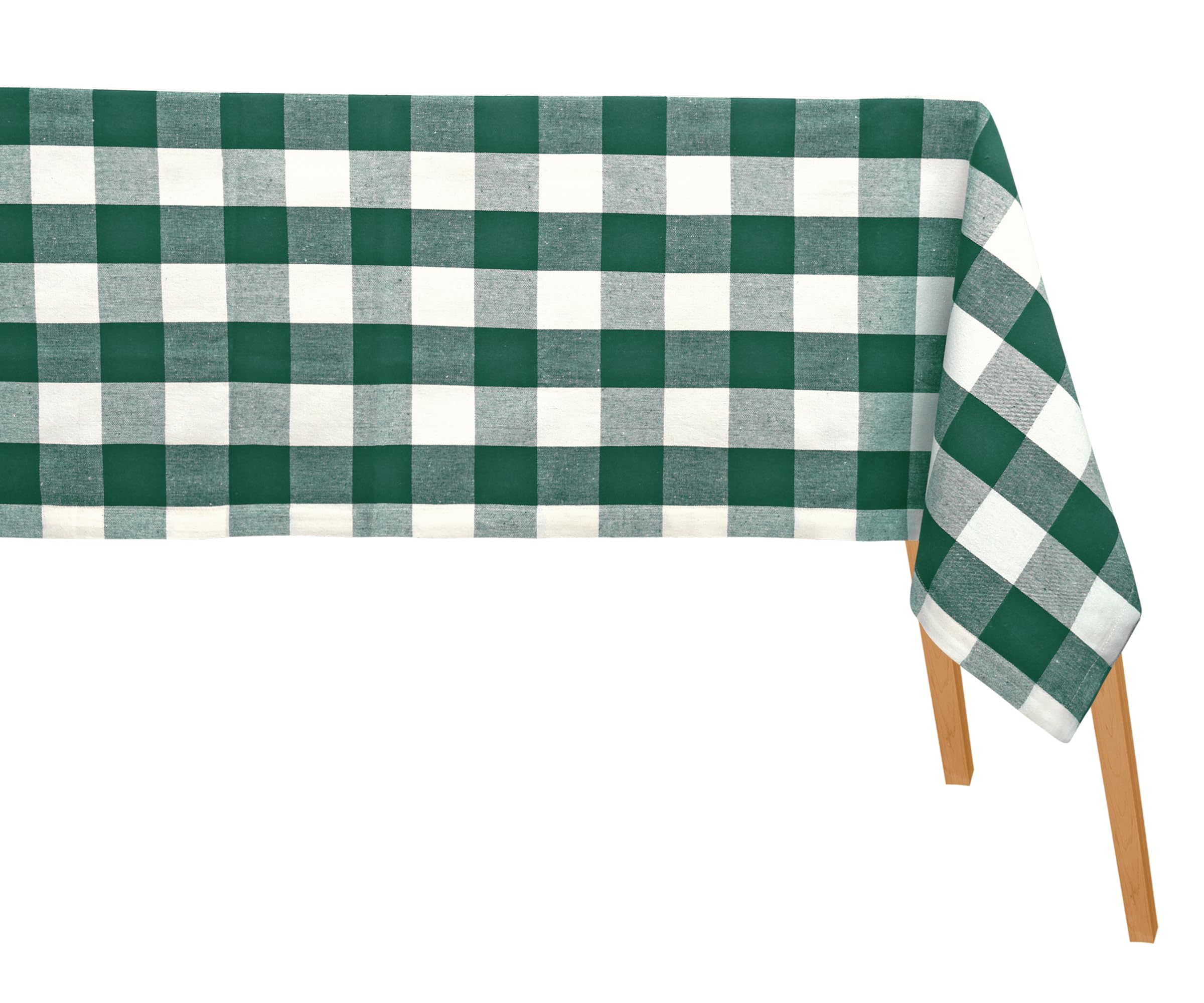 Green Cotton Tablecloth, Buffalo Plaid Tablecloths, 100% Cotton, Farmhouse, Checked Rectangular, Green and White Plaid Tablecloth, Outdoor Tablecloths