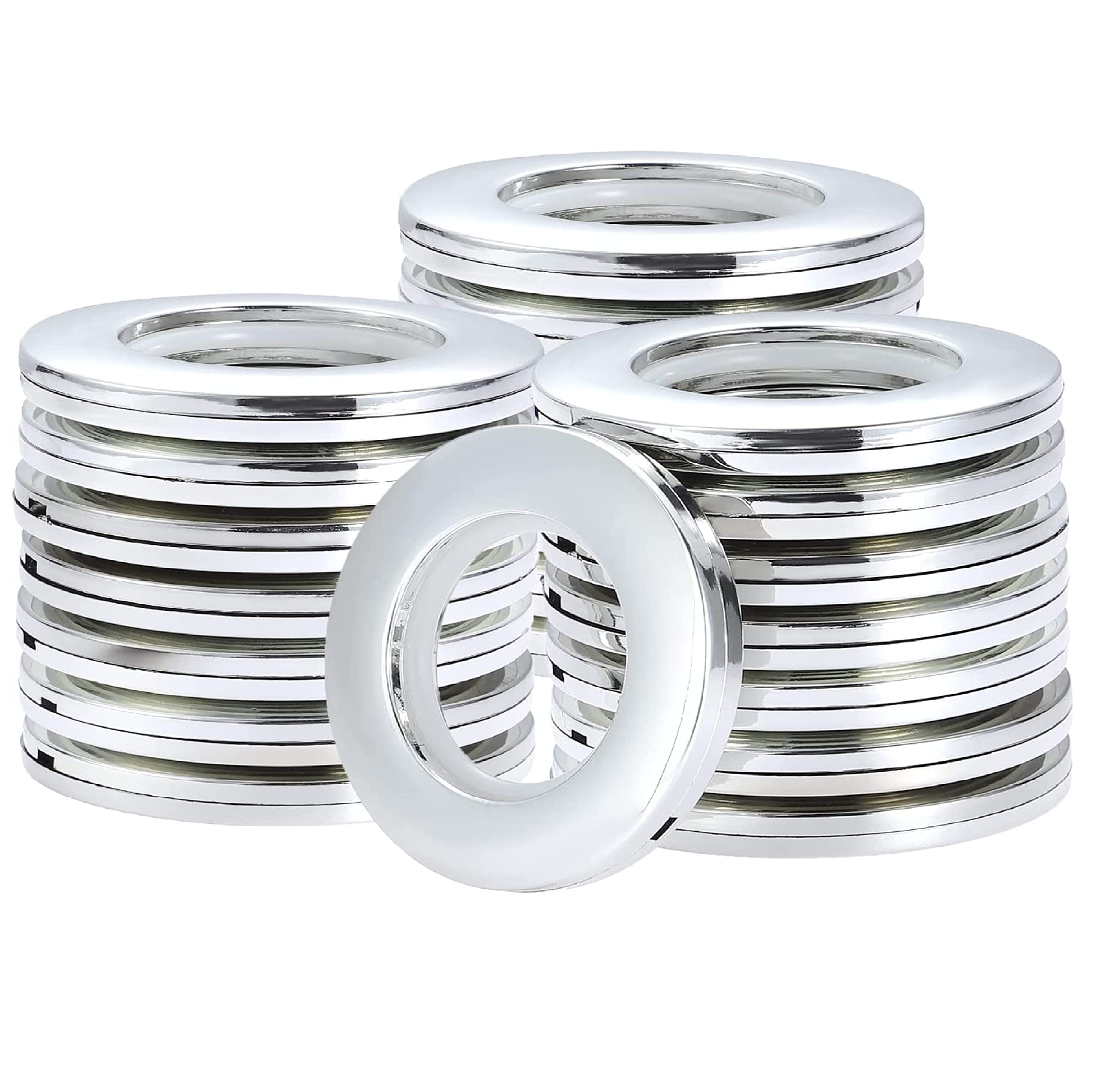 UNIQUELLA Double Sided Silent Glossy Eyelet Rings Window Home & Office (Shiny Silver) Set of 12 Piece (12 Male & 12 Female) Suitable for Any (1 & 1.5) inch Curtain Rod-image-6