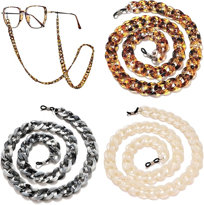 TULEBOLIAN 3 Pcs Fashion Glasses Chains Sunglasses Chain Acrylic Twist