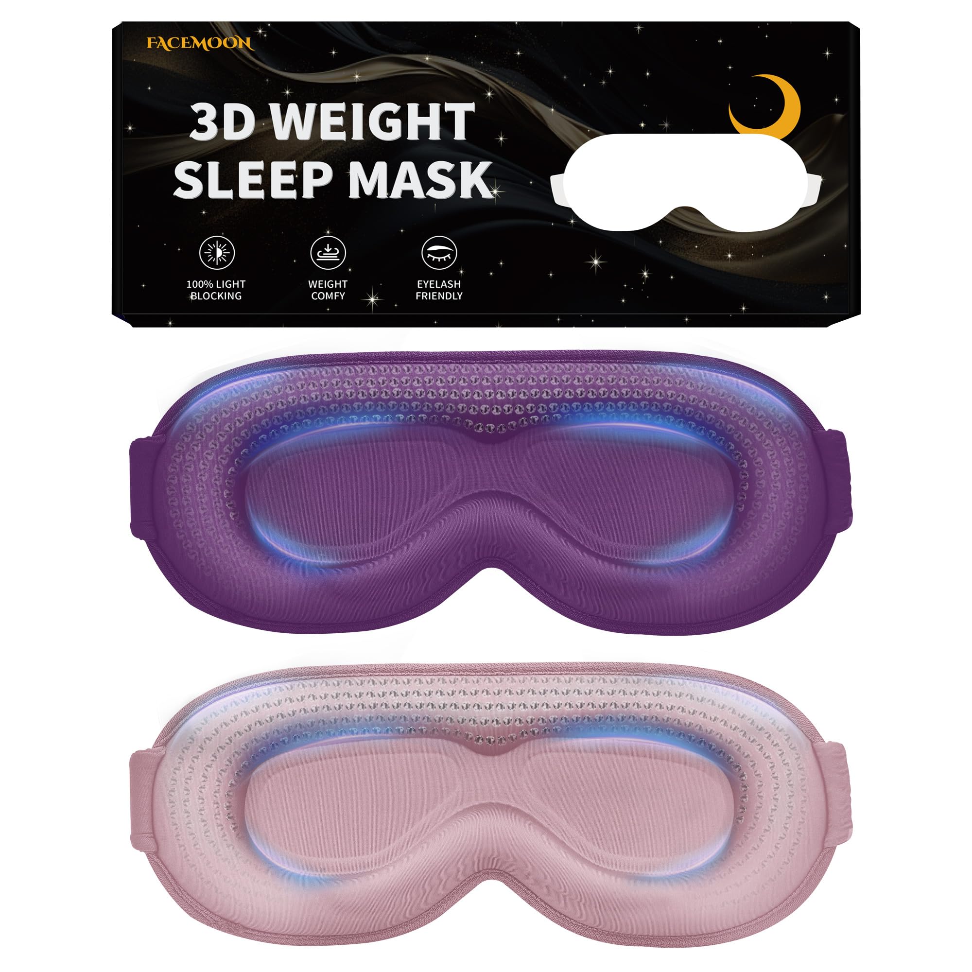 3D Weighted Sleep Mask for Women Men 2 Pack - 100 Blackout Eye Mask for Sleeping Zero Eye