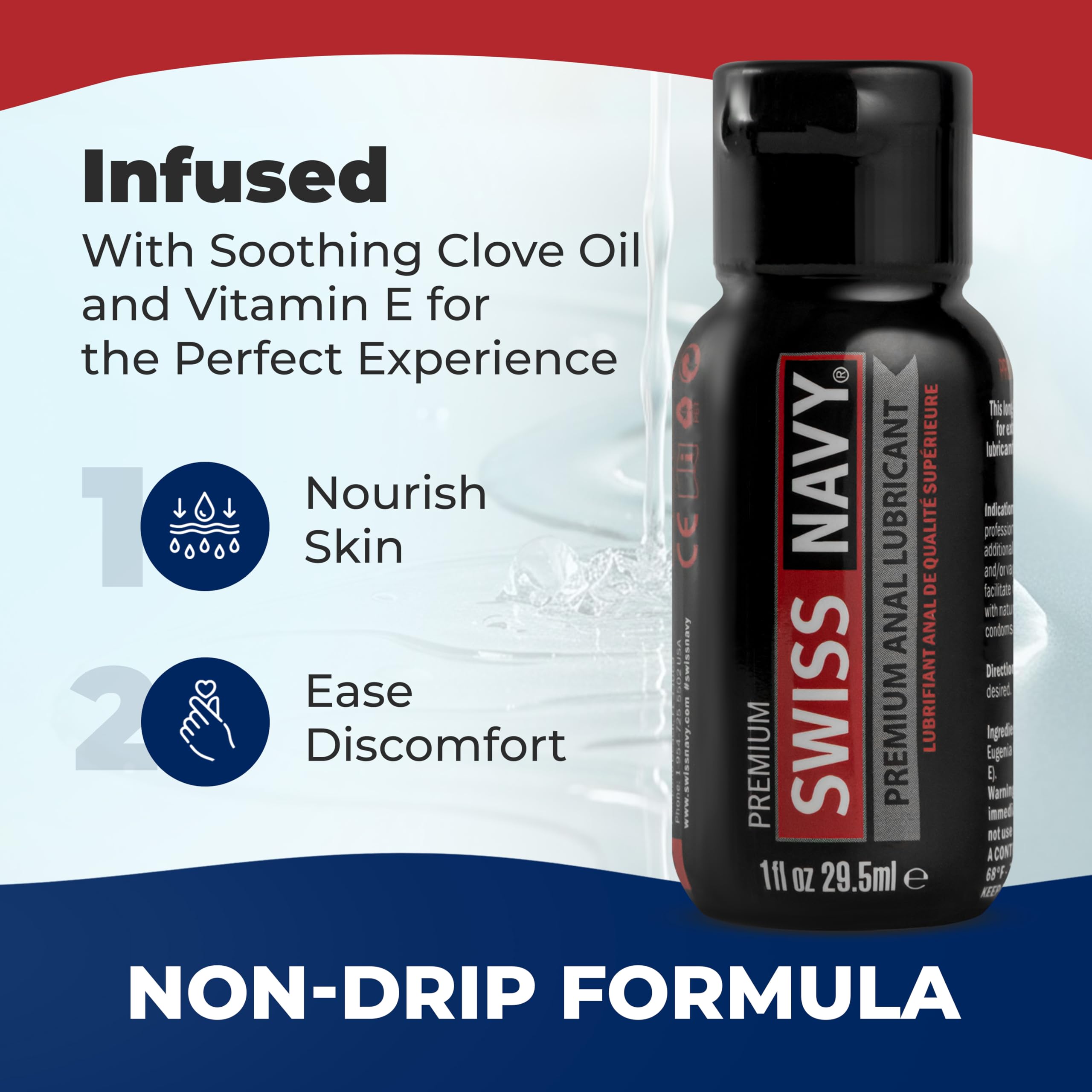 Amazon.com: Lubricante anal de silicona premium con clavo de olor Swiss Navy,  SNAL1, 1onza, Transparente, 1, 1