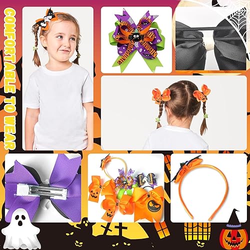 Miniatura 2 de 6 lazos para el pelo de regreso a la escuela para niñas, lazos para el pelo con cinta de grogrén de jardín de infantes, pinzas para el pelo escolar,