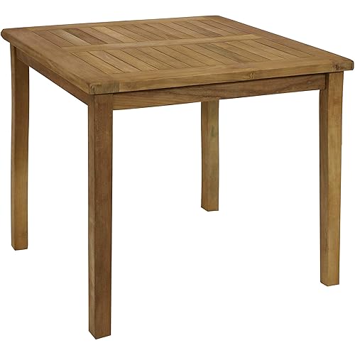 Sunnydaze 4-Person Teak Wood Outdoor Table - Square 32-Inch Patio