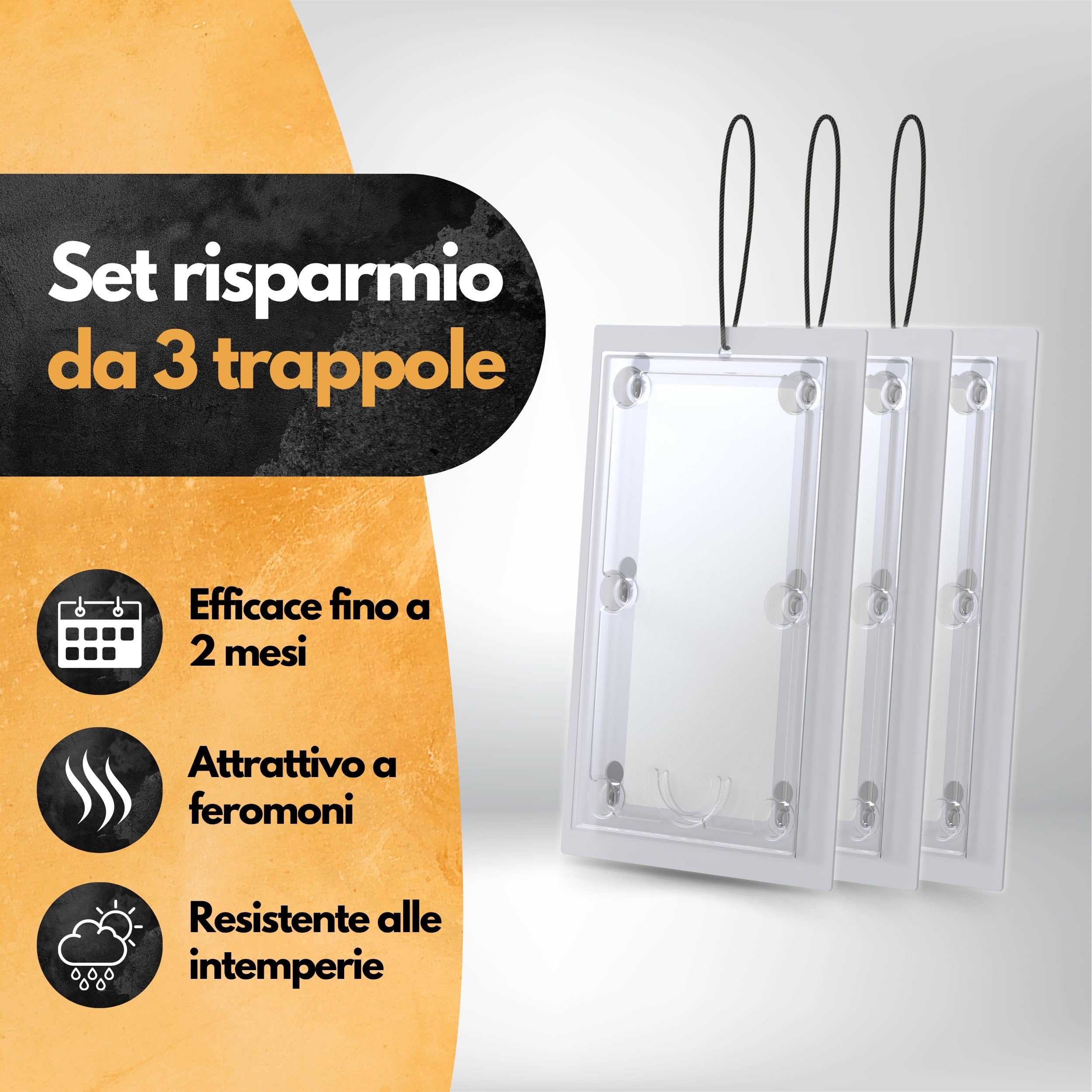 Panteer Trappola per carpocapsa – 3 Pezzi – con Cavo – Trappole a feromoni per melo e Pero – Monitoraggio Cydia pomonella – Fino a 8 Settimane – Senza Chimica – per Alberi da frutto