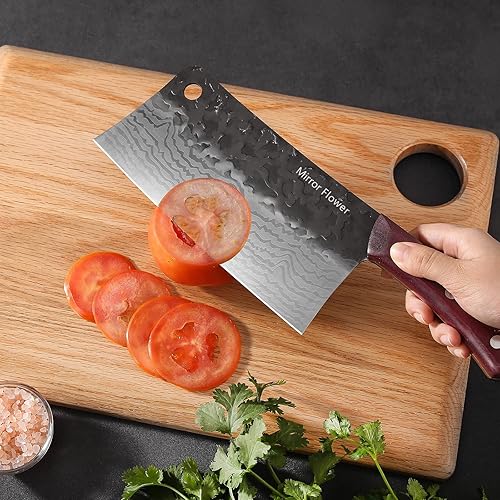 Miniatura 6 de Mirror Flower Hand made Forged Meat Cleaver Knife,High Carbon Stainless Steel Butcher Knife with Forged Blade,Gift Box