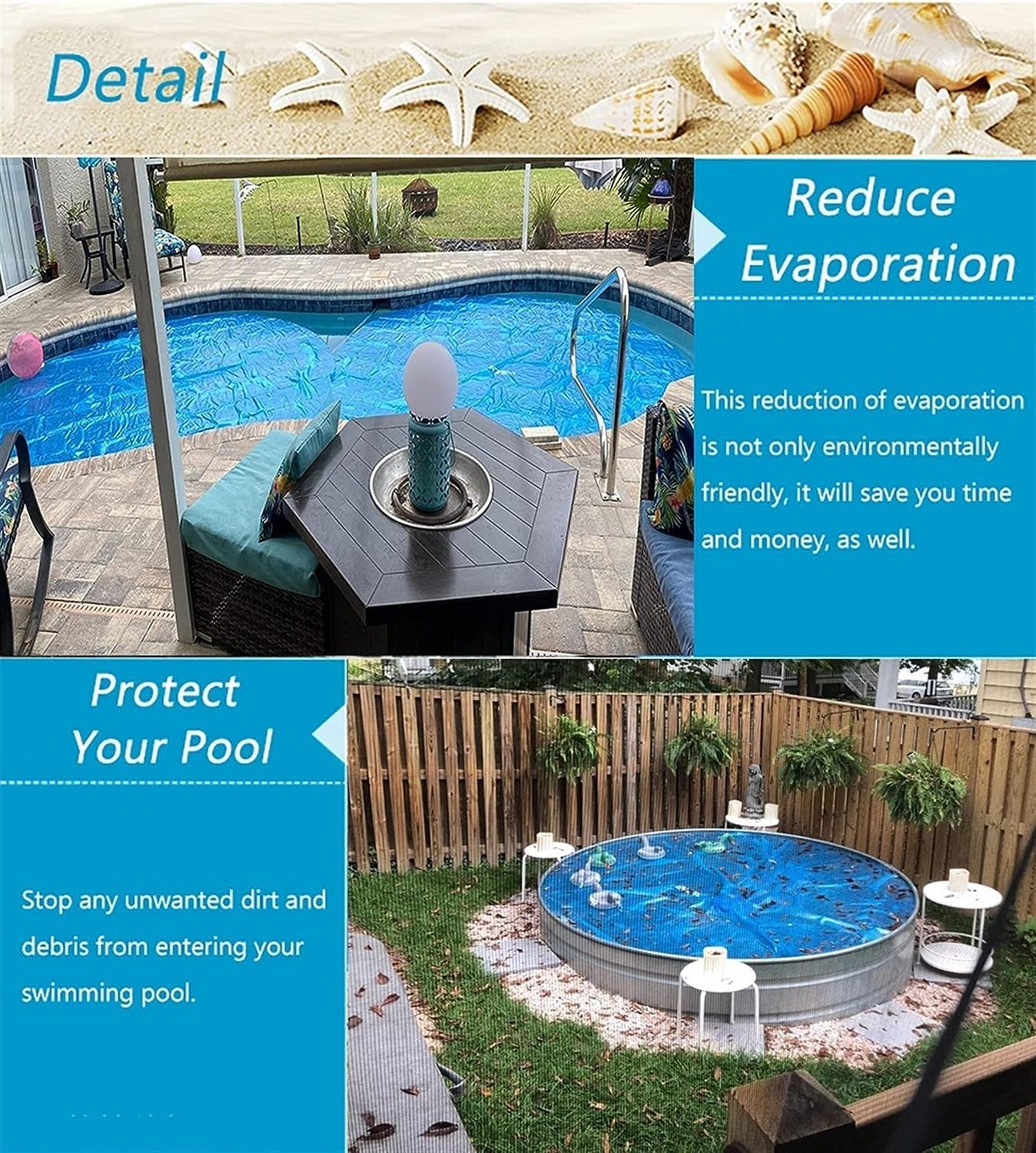 Couverture de Piscine, Couverture de Spa Bleue - Couverture Thermique de 10 m pour piscines enterrées et Hors Sol, Couverture de Piscine de 10 m, Protection Isolante pour Spa, Chauffe-Eau ex