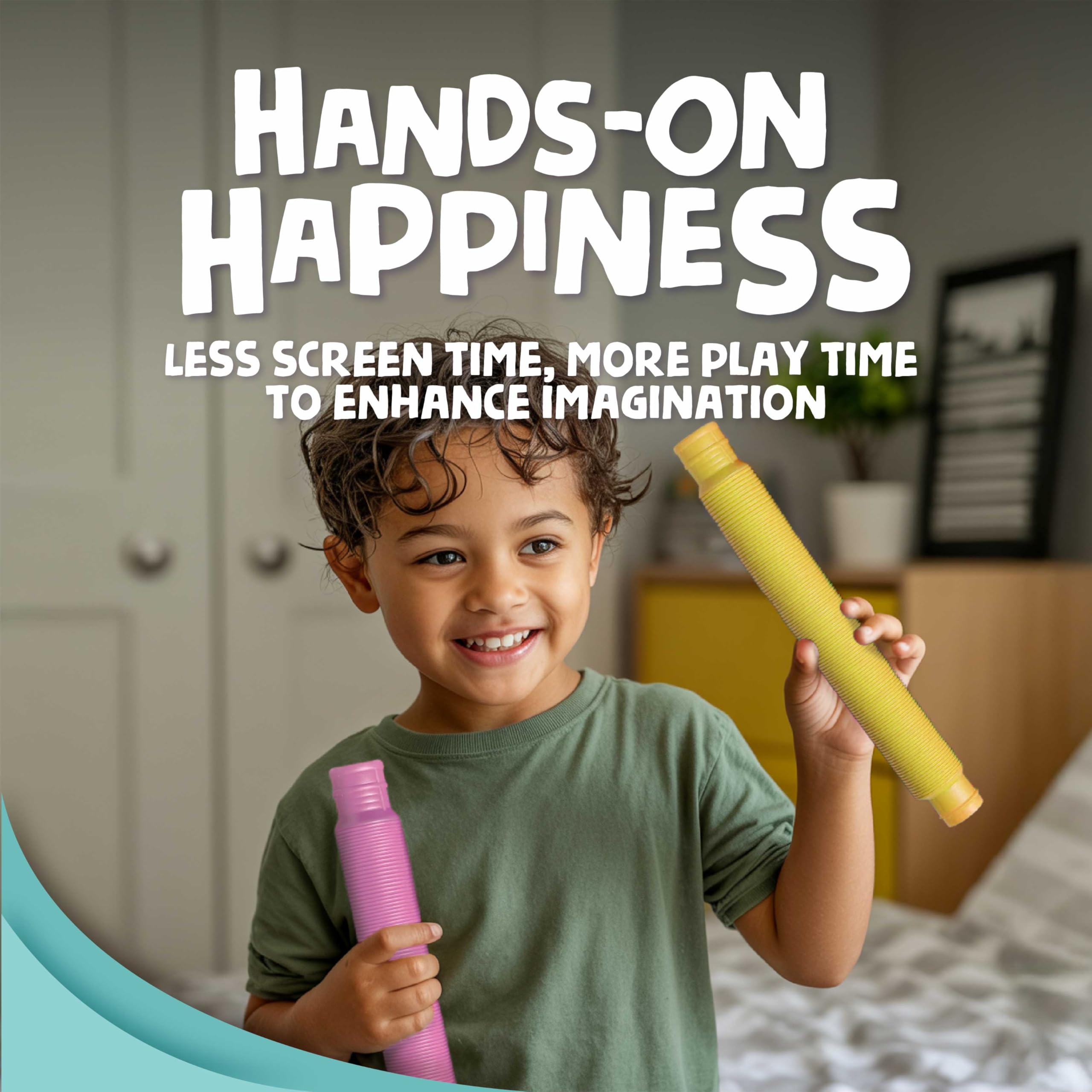 unitedessentialgoods Pop Tubes - Sensory Toys - Toddler Toys - Imaginative Play & Stimulating Creative Learning - Hours of Fun for Kids - Tons of Ways to Play - Non-Mouthable Toy 3+ - 6 Pack Medium 7