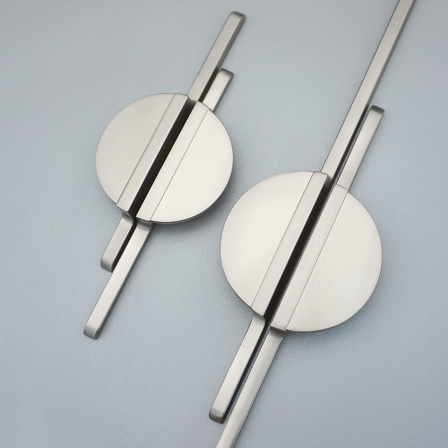 LBFEEL 2.5" Unique Pair Drawer Pulls Half Circle Cabinet Knob Handles Brushed Nickel Cabinet Pulls Handle Hardware (Brushed Nickel Color, Smaller)